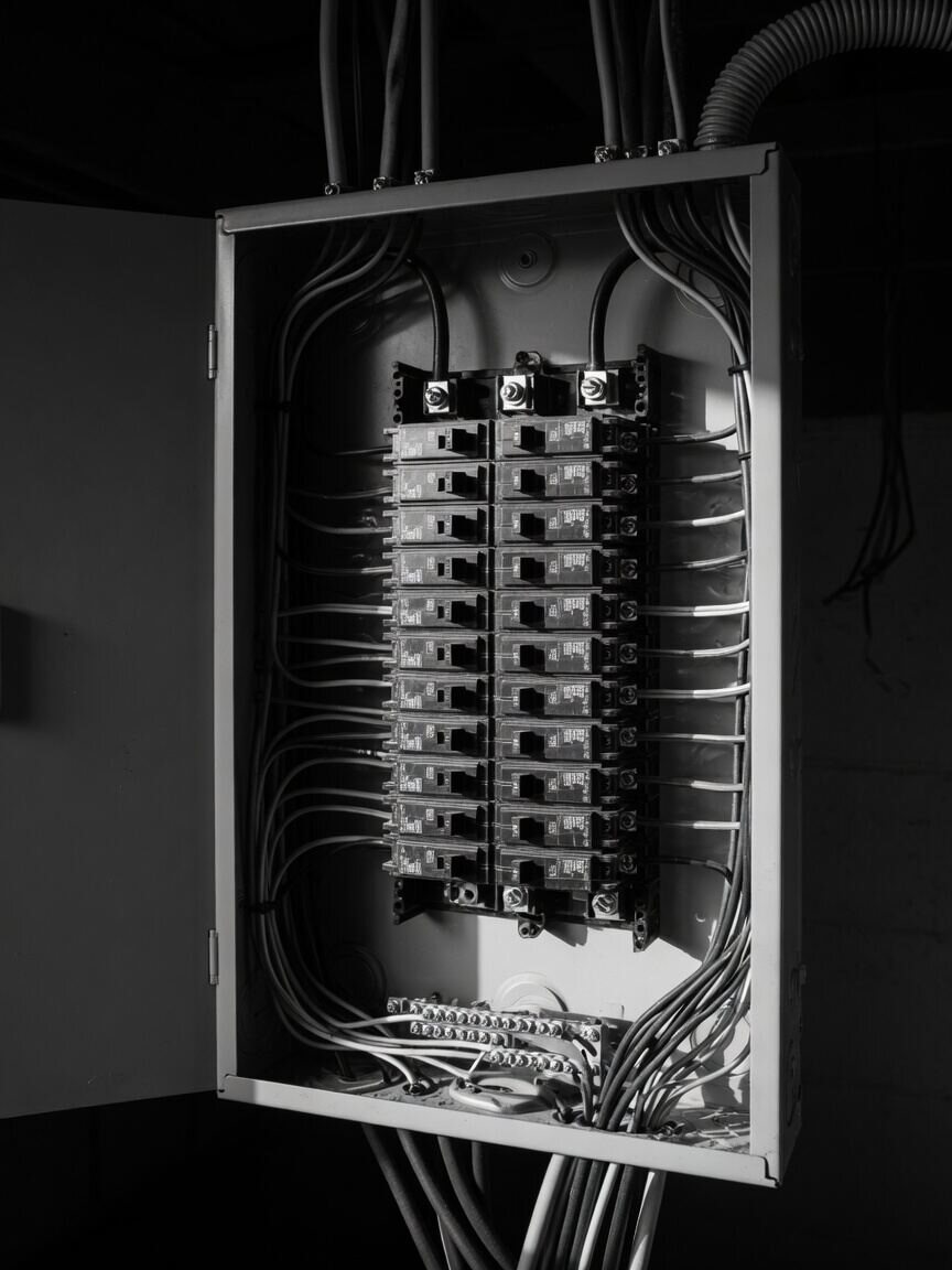 An electrician working on a switchboard.